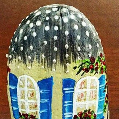 漂亮的石头创意小屋DIY涂鸦产品