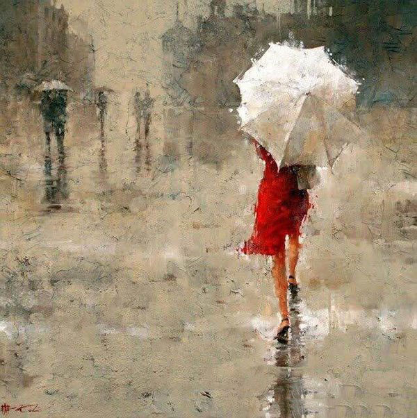 创意雨巷朦朦胧胧的打伞女人