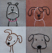 各种表情的呆萌手工刺绣DIY小狗狗创意作品