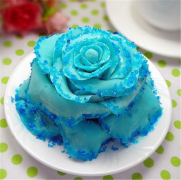 妖娆美丽的蓝色妖姬手工烘焙DIY翻糖蛋糕
