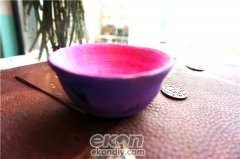 亲子手工DIY陶艺店分享创意陶土紫色梦幻陶碗